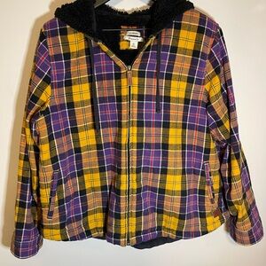 L.L. Bean Yellow and Purple Plaid Hoodie